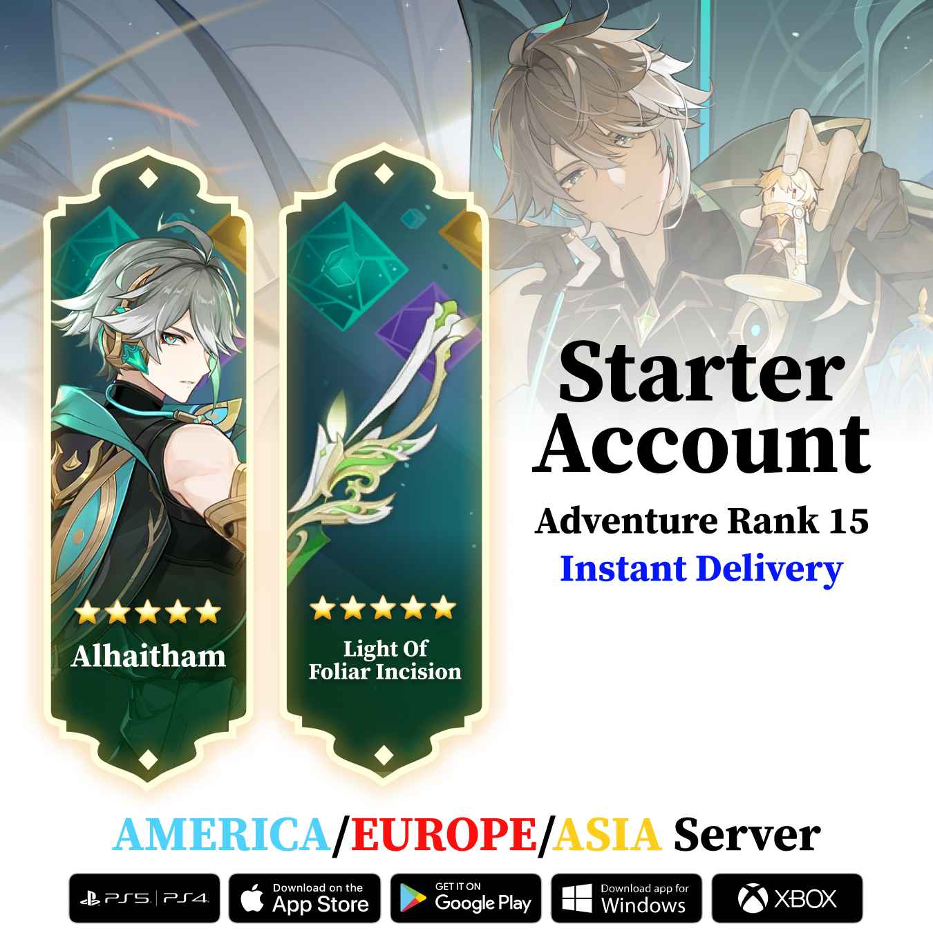 Alhaitham With Light of Foliar Incision - Genshin Reroll Account