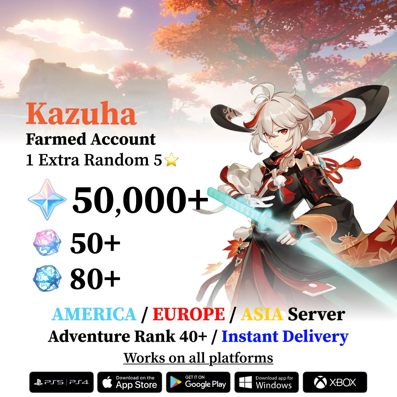 Kazuha Reroll Account with Primogems