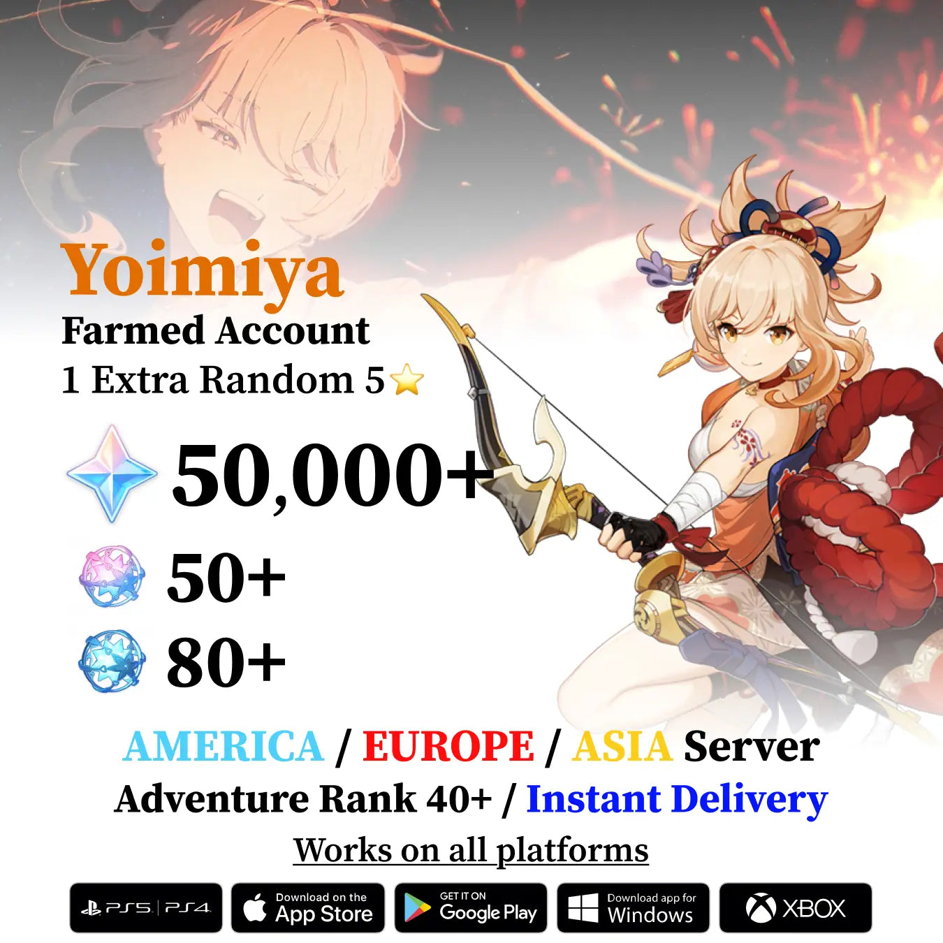 Yoimiya Reroll Account with Primogems