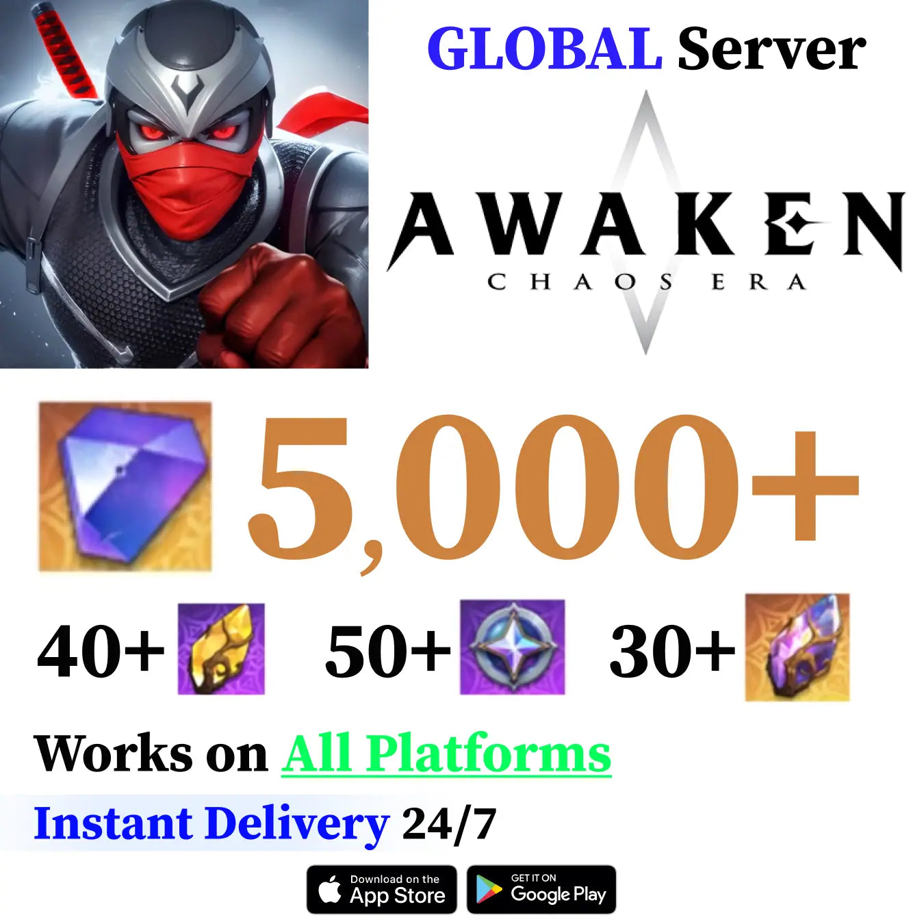 Awaken: Chaos Era Starter Account 5,000 Diamonds +40 Crystals (Global)