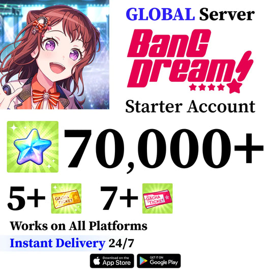 BanG Dream Bandori Starter Reroll Account wtih 65,000+ Gems [Global]