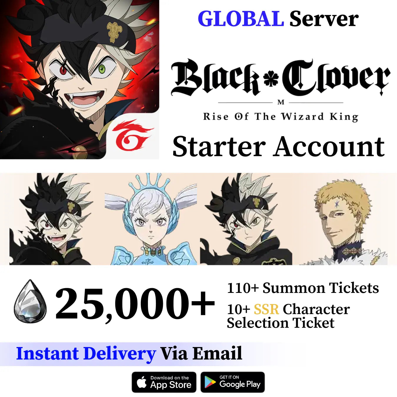 Black Clover M Account with SSR Characters [GLOBAL]