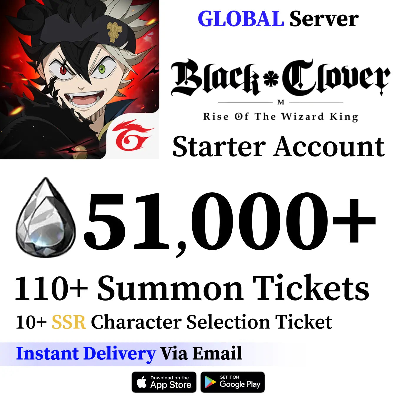 Black Clover M Account with Crystals [GLOBAL]