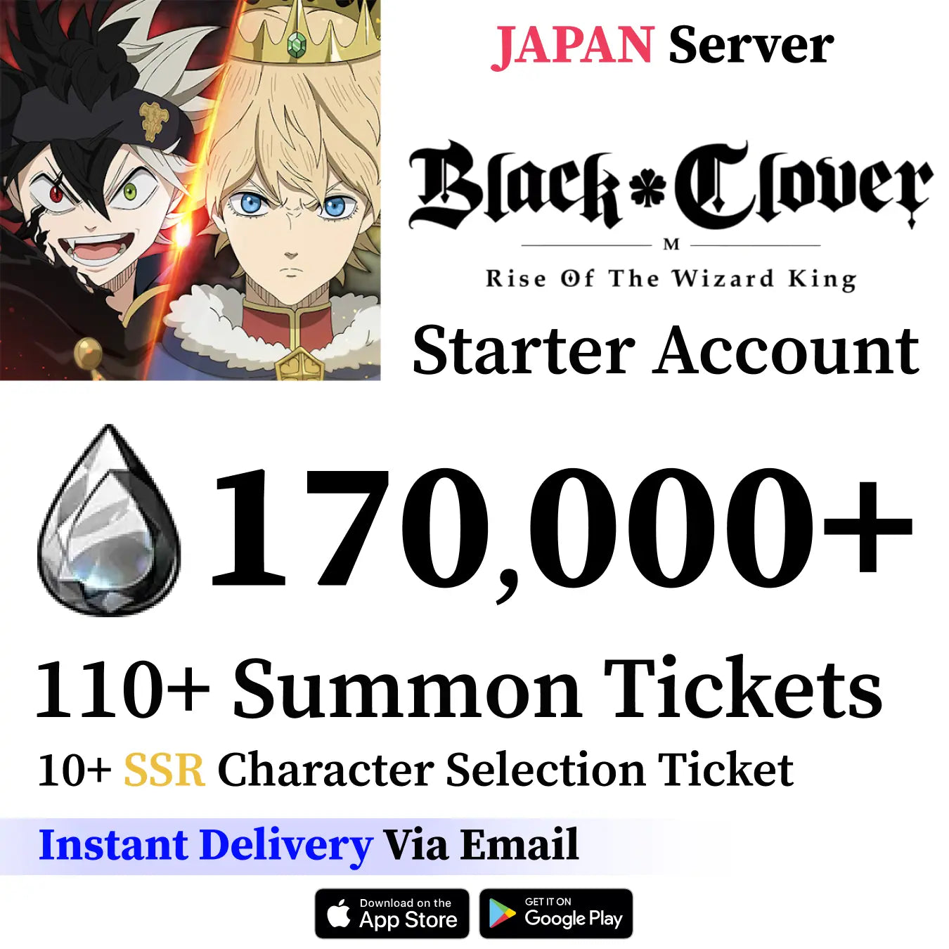 Black Clover M Account with Crystals [JAPAN]