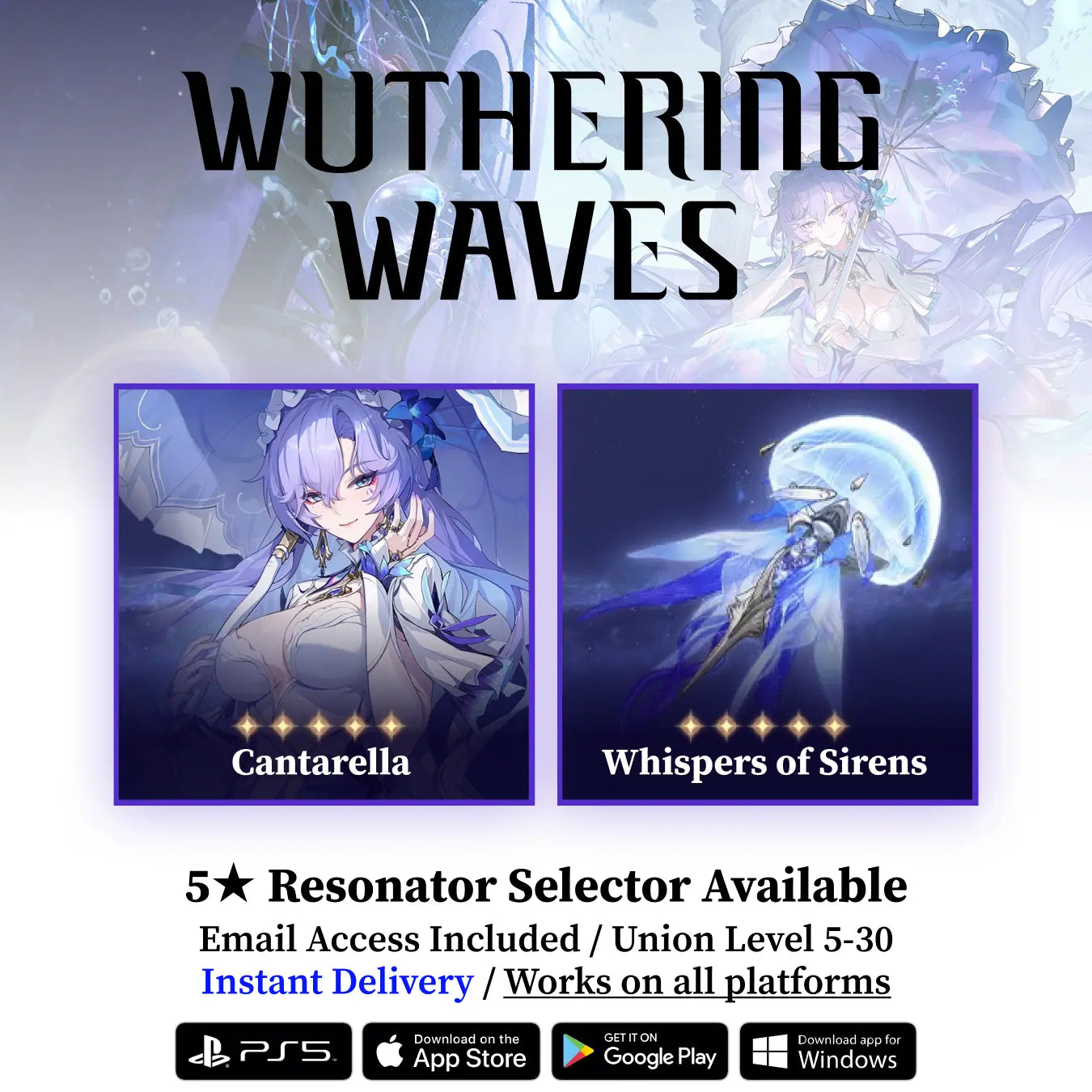 Cantarella with Whispers of Sirens Starter Reroll Account WUWA