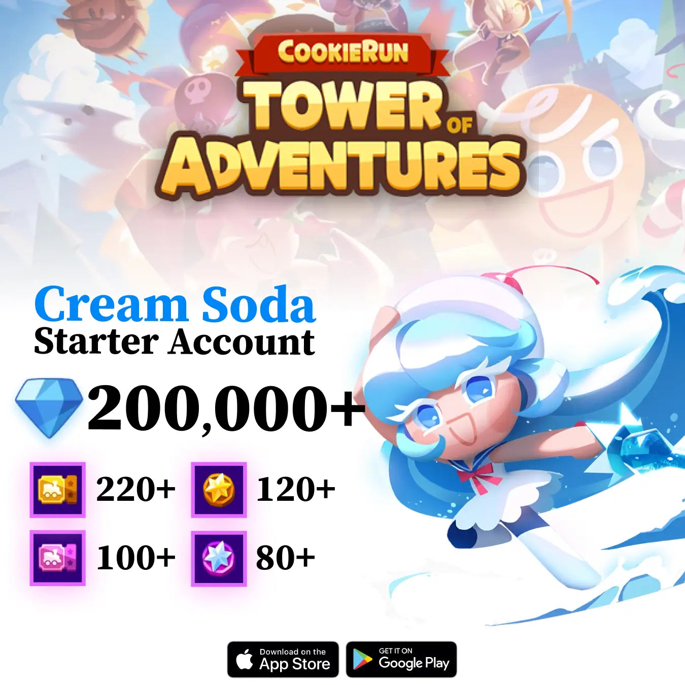 CookieRun: Tower of Adventures Cream Soda Starter Account [GLOBAL]