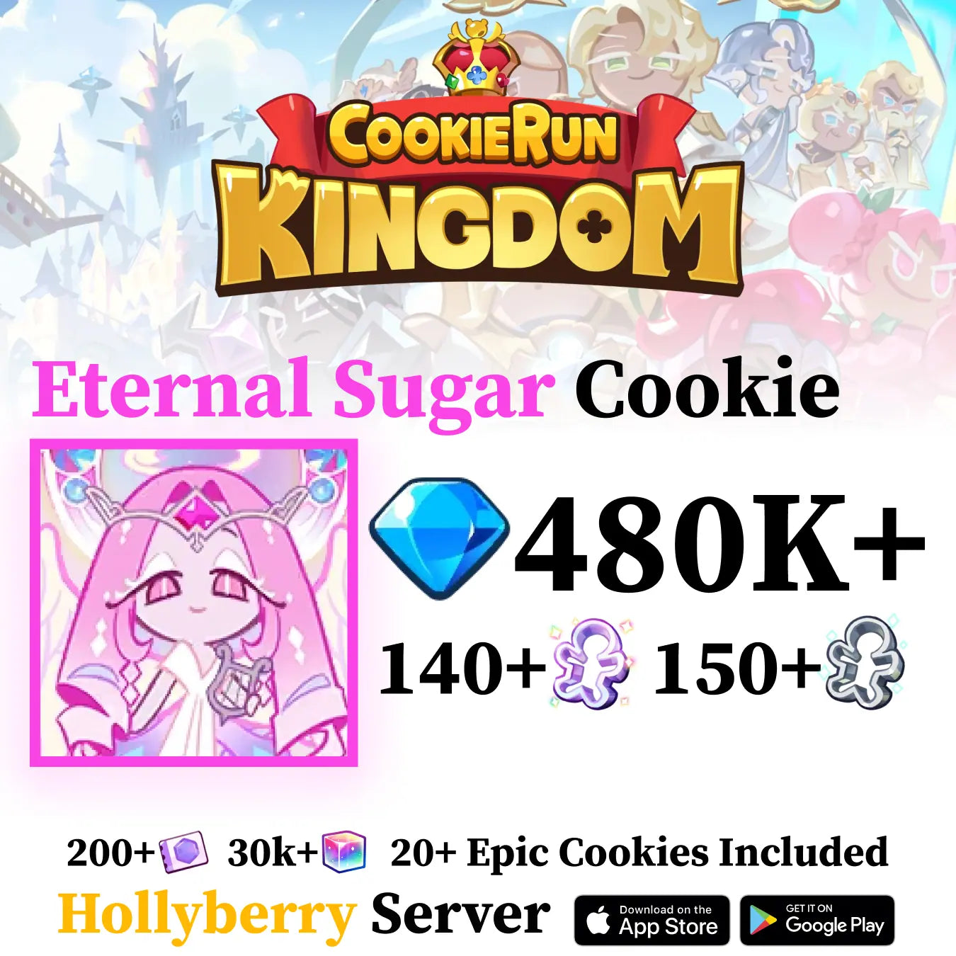 Cookie Run Kingdom Reroll Starter Account – Eternal Sugar Guaranteed [Hollyberry]