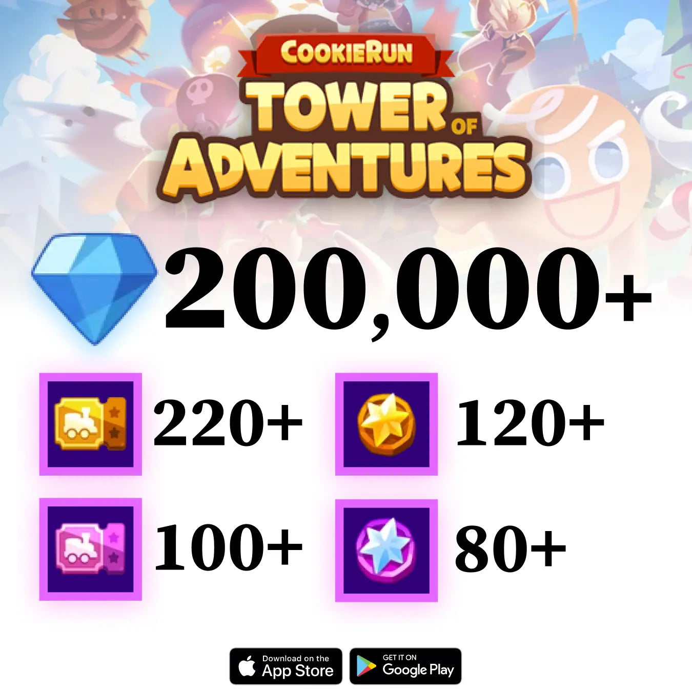 CookieRun: Tower of Adventures Starter Reroll Account with Crystals [GLOBAL]