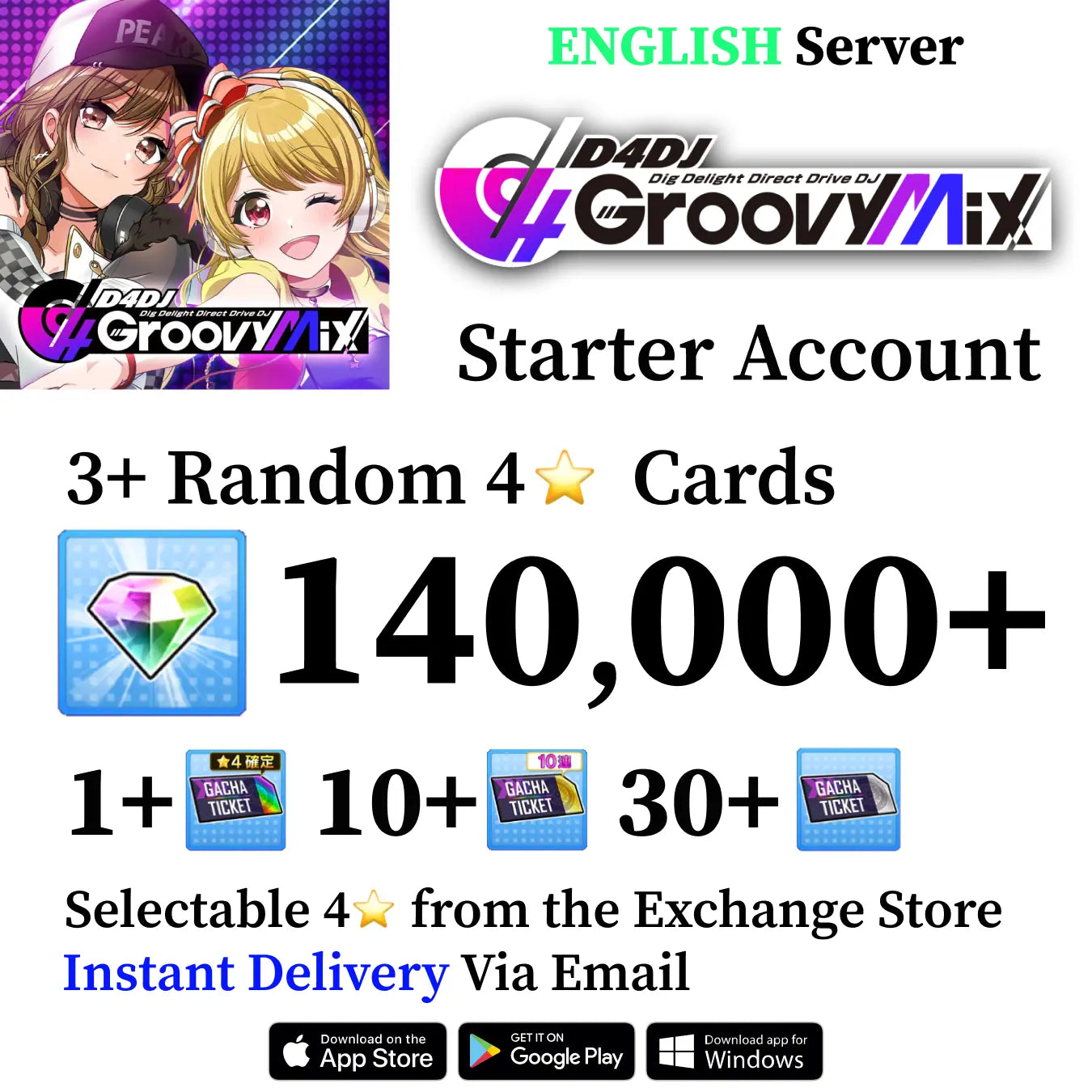 D4DJ Reroll Starter Account with Gems [GLOBAL]