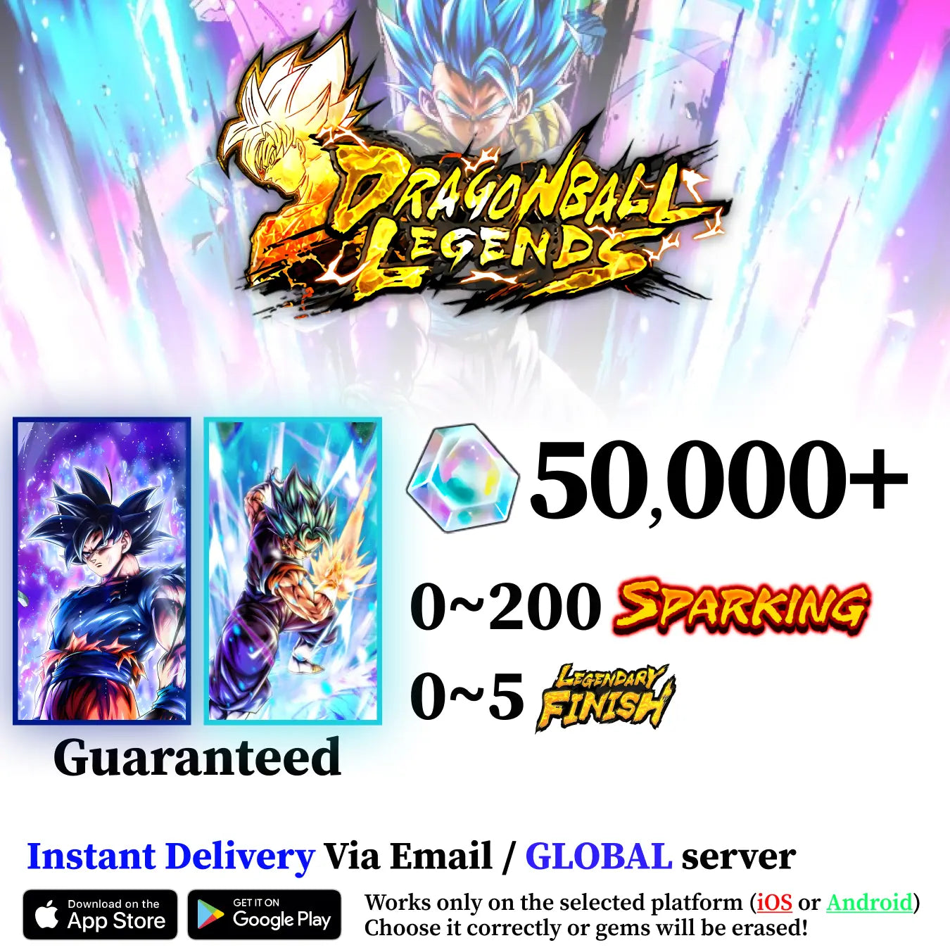 Dragon Ball Legends Super Saiyan God SS Vegito with UL Ultra Instinct -Sign- Goku Starter Account [iOS/Android]