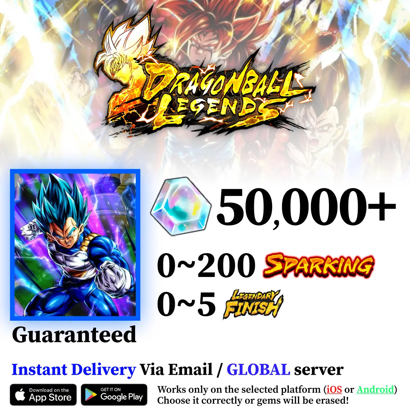 LL Super Saiyan God SS Vegeta Starter Account Dragon Ball Legends [iOS/Android]