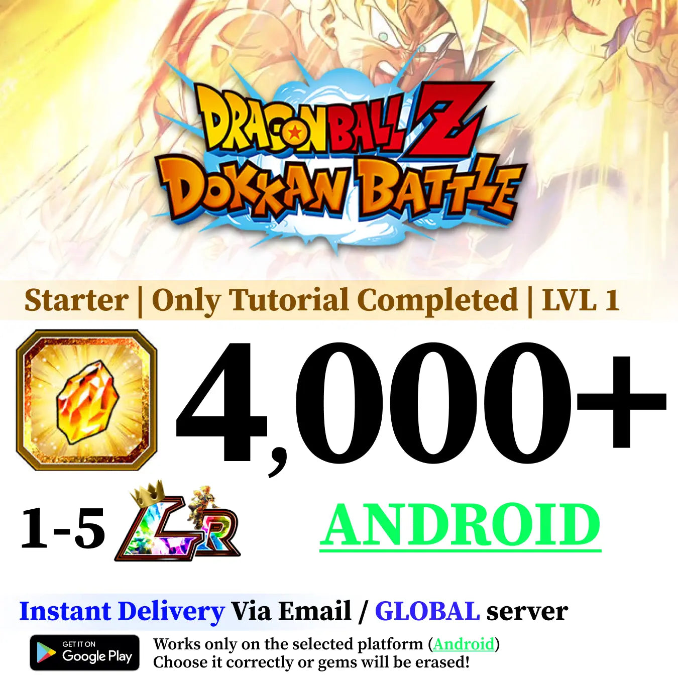 Dragon Ball Z Dokkan Battle Starter Account with Dragon Stones [Android]
