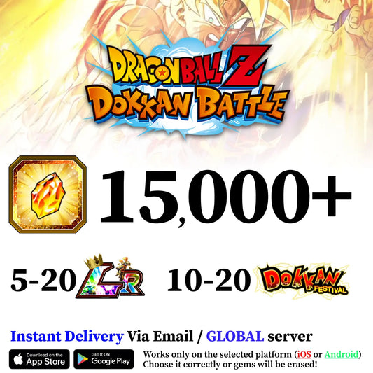 Dragon Ball Z Dokkan Battle Farmed Account with 15000 Dragon Stones [Android/iOS]