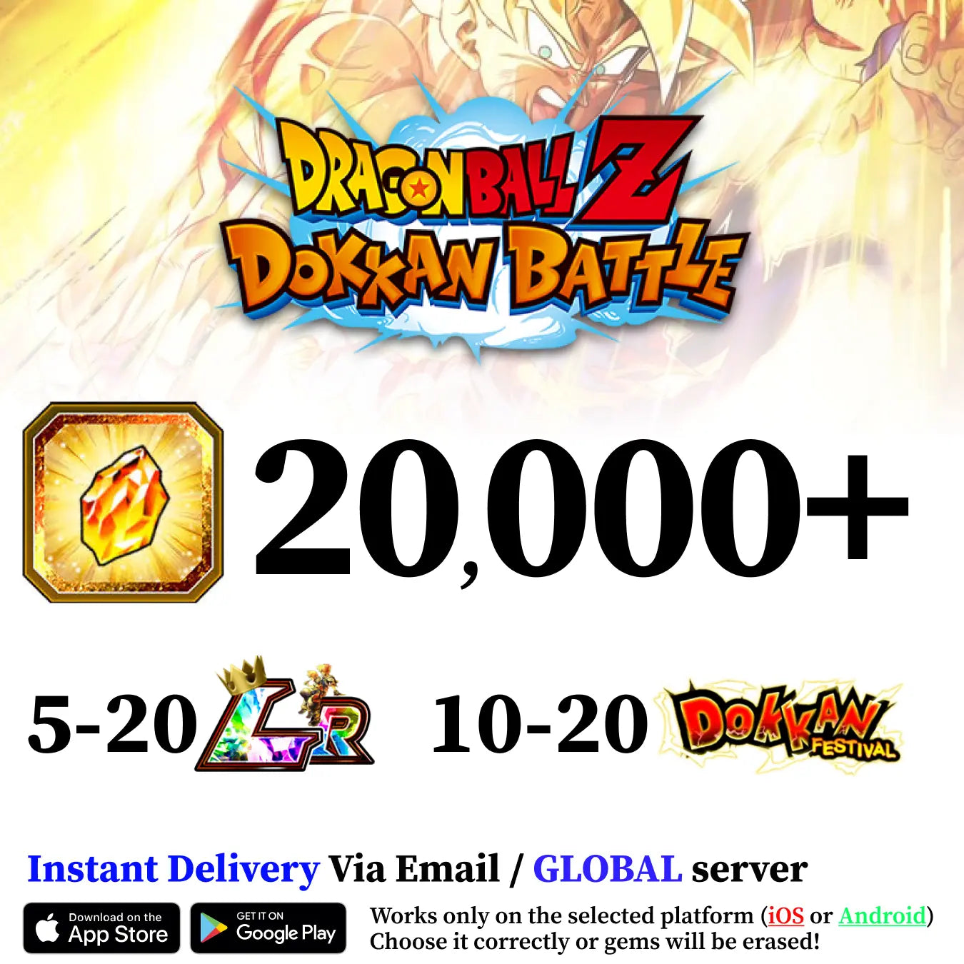 Dragon Ball Z Dokkan Battle Farmed Account with 20000+ Dragon Stones [Android/iOS]
