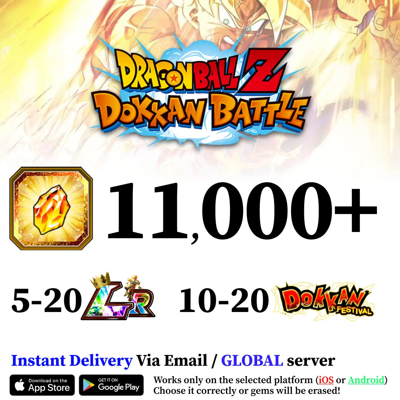 Dragon Ball Z Dokkan Battle Farmed Account with 11000 Dragon Stones [Android/iOS]