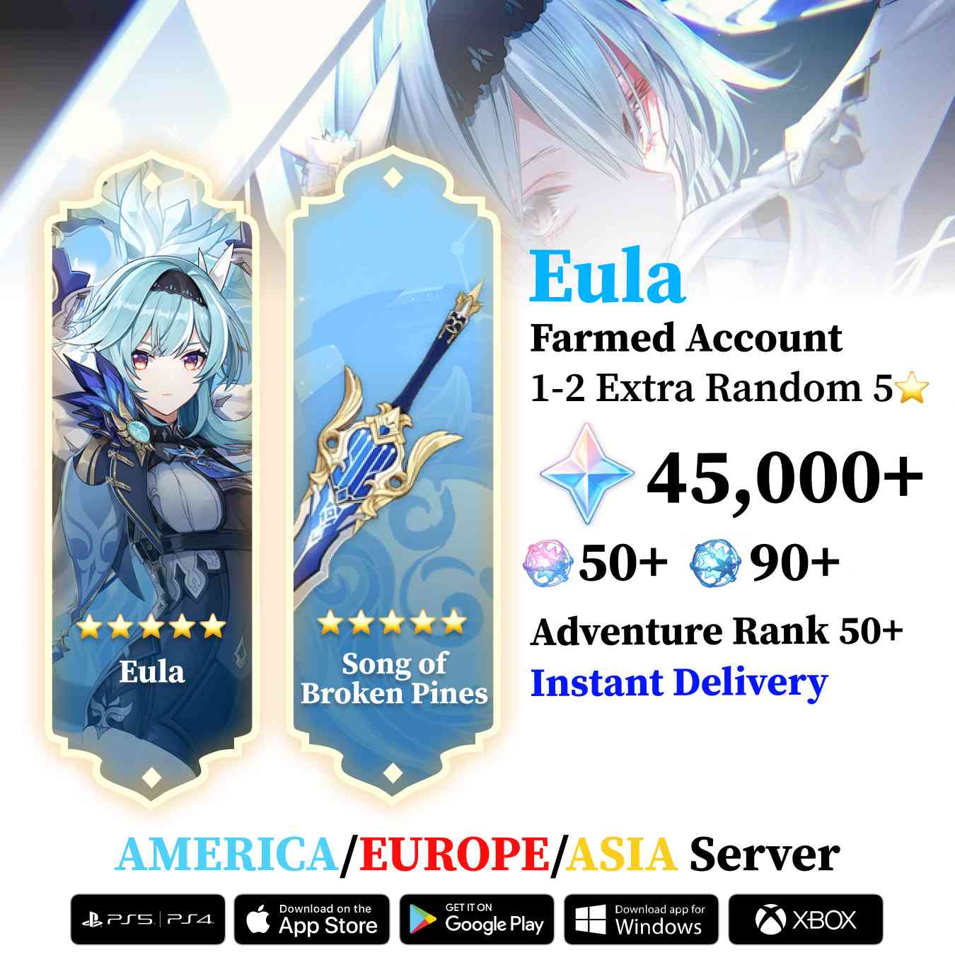 Eula with Signature Weapon and Wishes