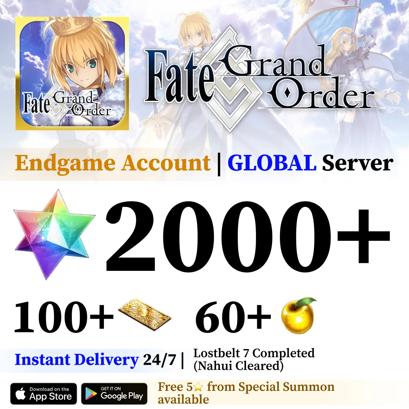 FGO Endgame Account (Global) | 2,000+ SQ, 100+ Tickets