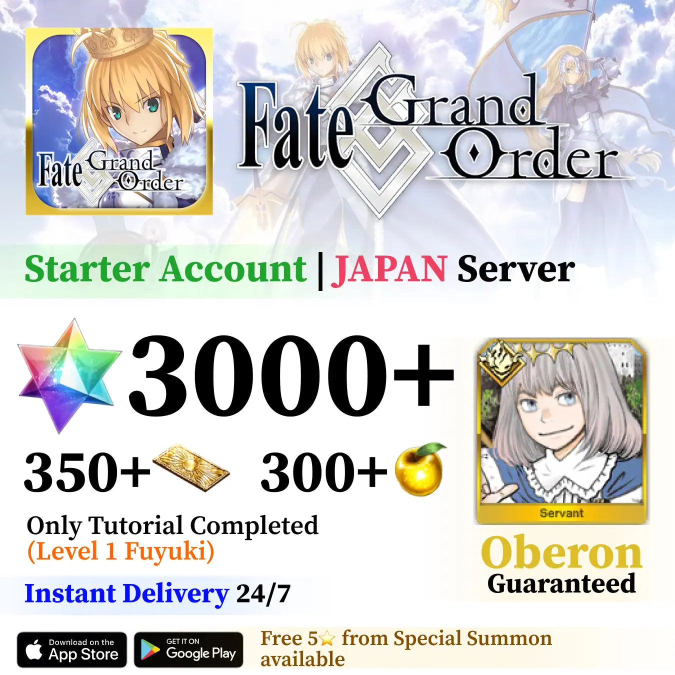 Fate Grand Order Starter Account with 3000+ SQ [Japan]