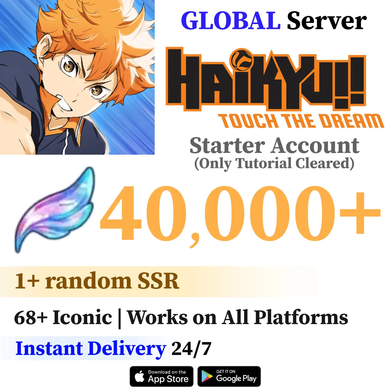HAIKYU!! TOUCH THE DREAM Starter Account with Diamonds & Tickets [GLOBAL]