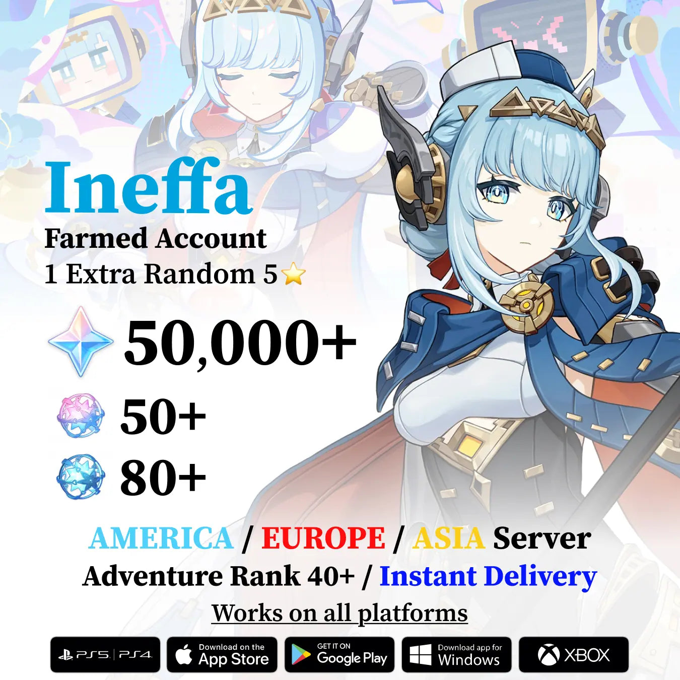 Genshin Reroll Account with Primogems and Limited 5 Star