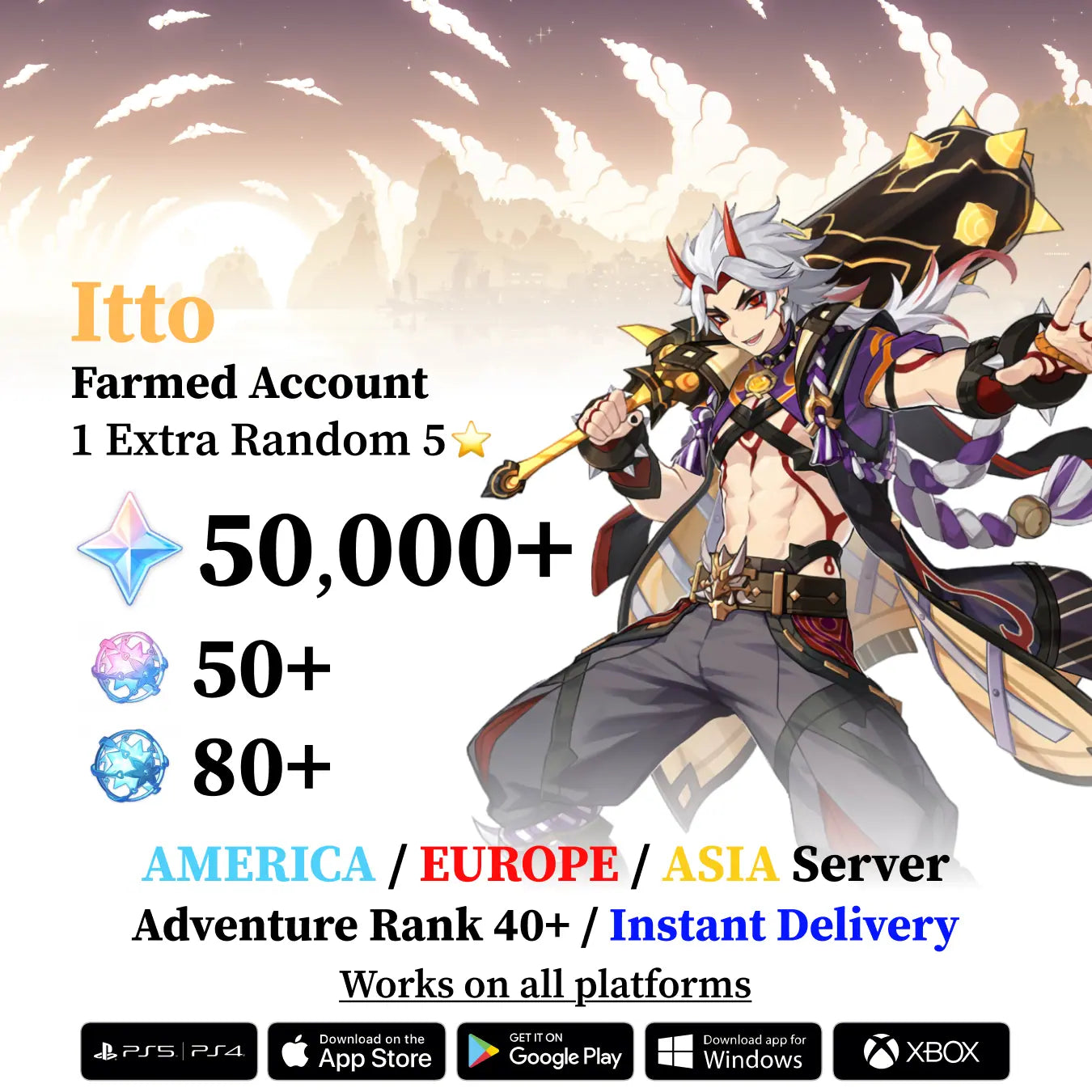 Itto Reroll Account with Primogems