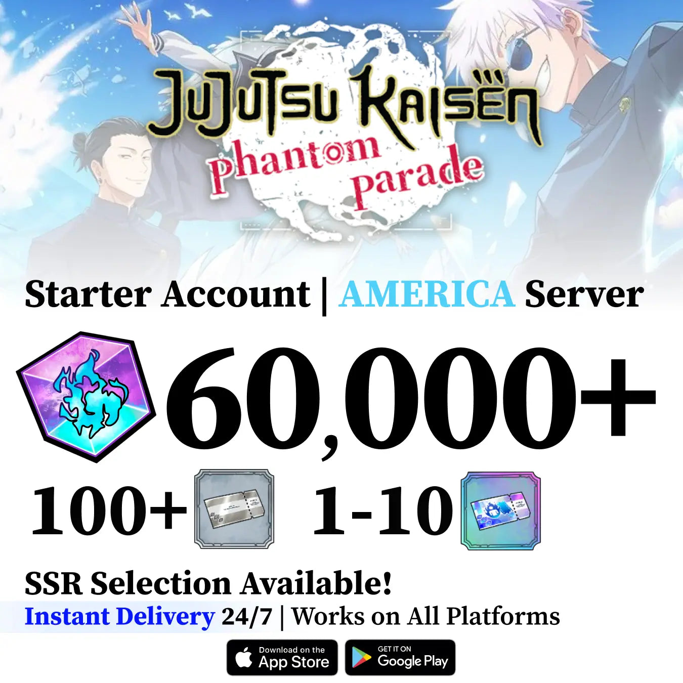 Jujutsu Kaisen Phantom Parade Reroll Account [AMERICA]