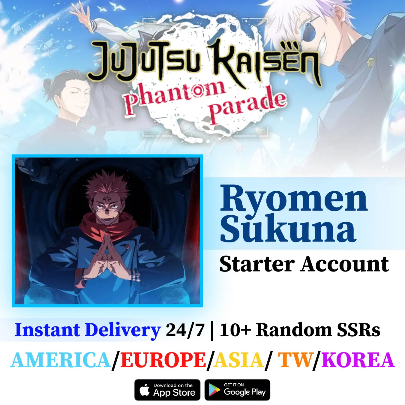 (Genuine Jujutsu) Ryomen Sukuna Jujutsu Kaisen Phantom Parade Reroll Account [GLOBAL]