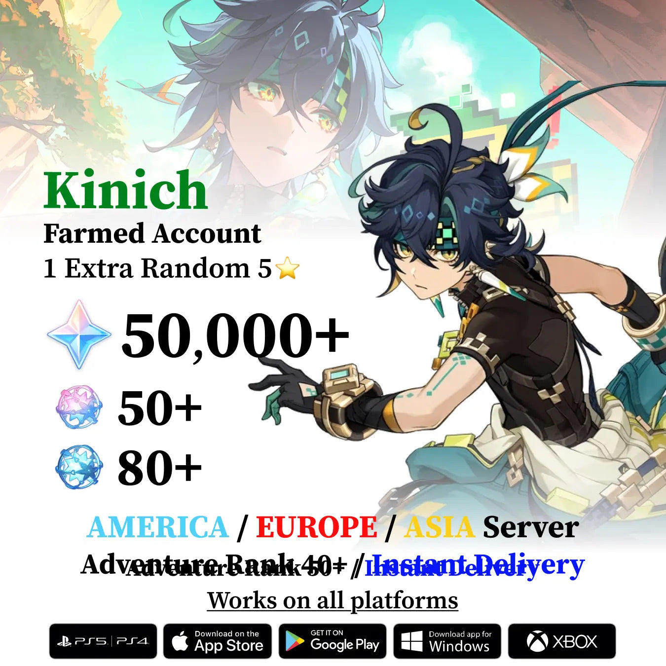 Kinich Reroll Account with Primogems