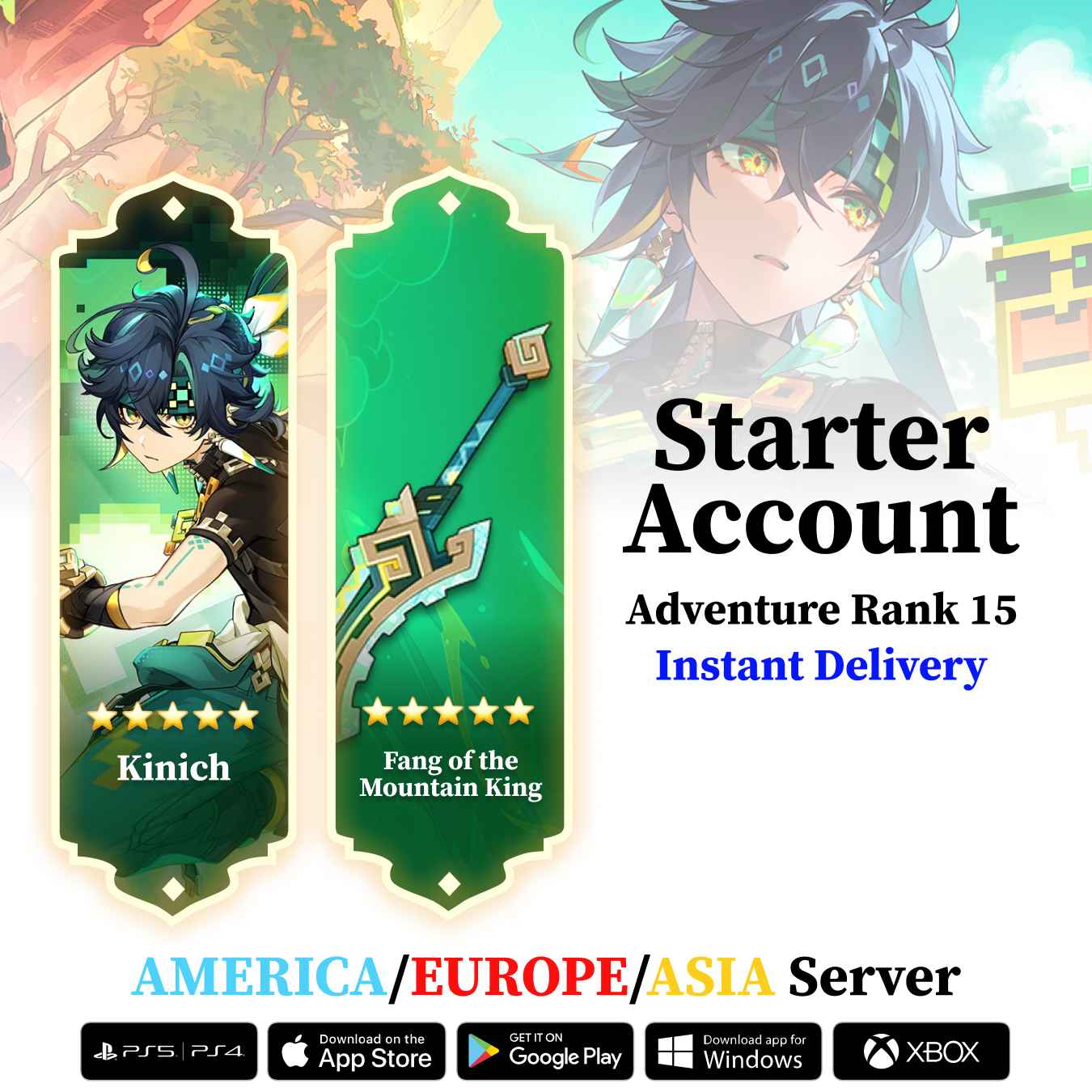 Kinich With Fang of the Mountain King - Genshin Impact Account