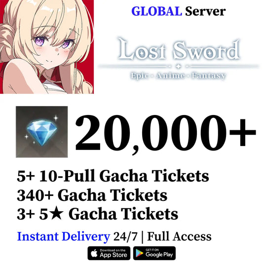Lost Sword Reroll Account – 10,000+ Diamonds | 5★ Tickets | Global Server