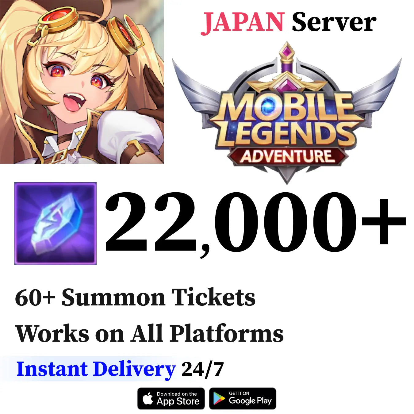 Mobile Legends Adventure Starter Account with 22,000+ Diamonds [Japan]