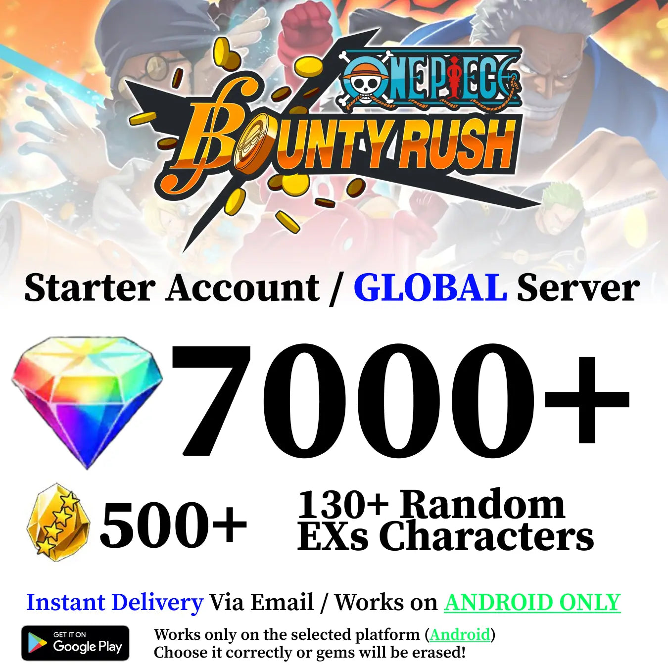 One Piece Bounty Rush Starter Reroll Account [Global - Android]