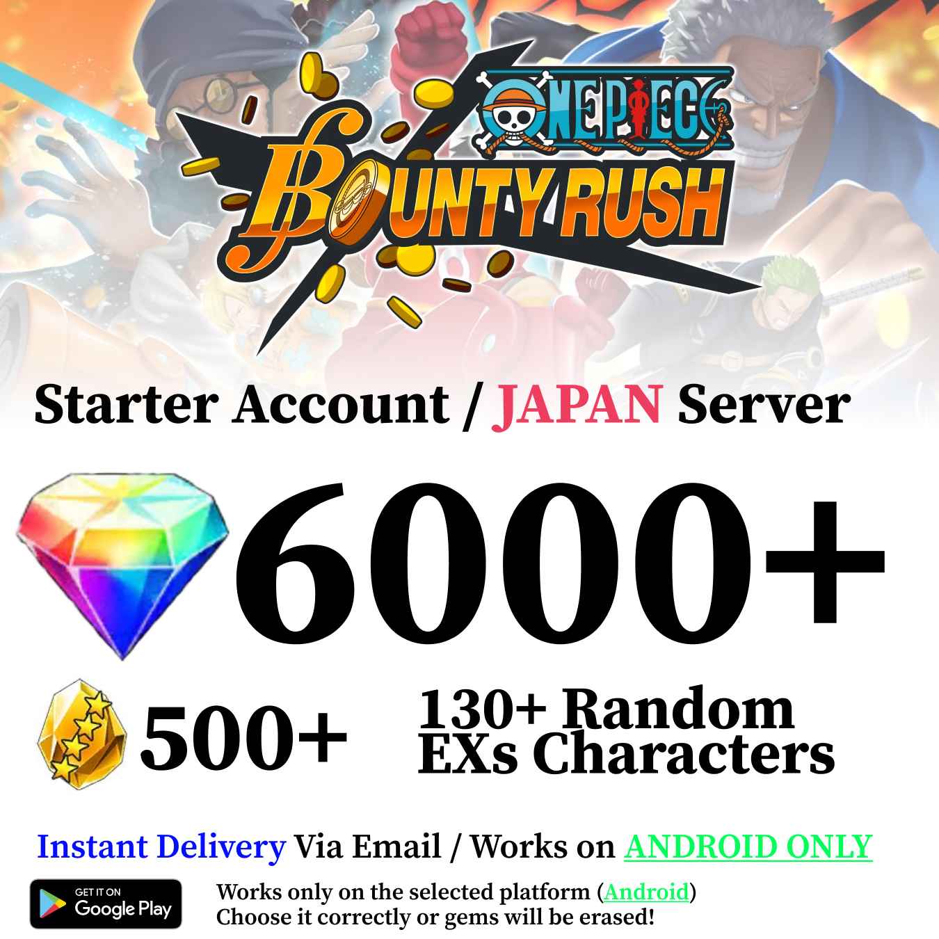 One Piece Bounty Rush Starter Reroll Account [Japan - Android]