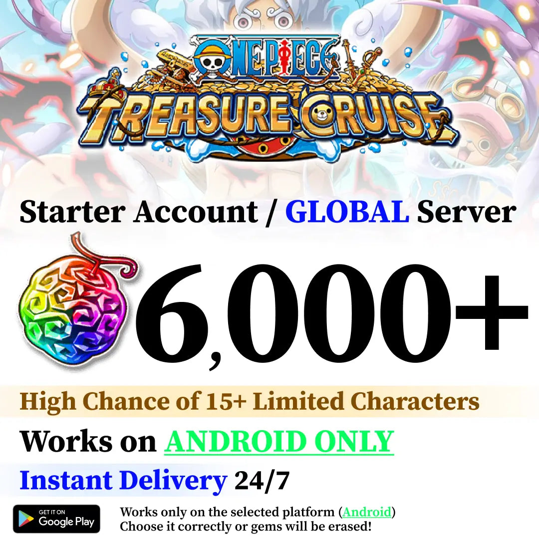 One Piece Treasure Cruise Reroll Starter Account with Rainbow Gems [Android | Global]