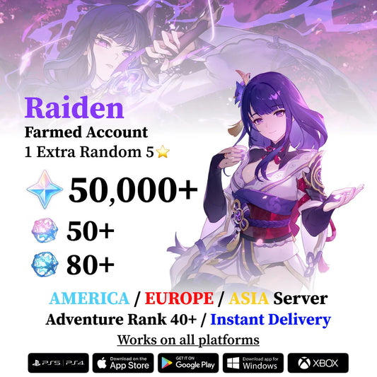 Raiden Shogun Reroll Account with Primogems