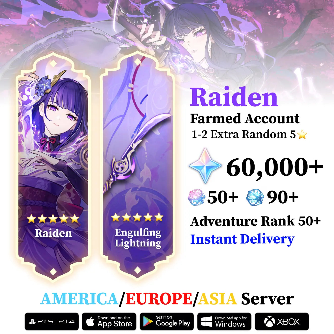 Raiden Shogun with Signature Weapon and Wishes