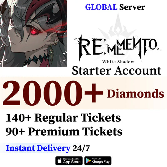 RE MEMENTO: White Shadow Starter 2,000+ Diamonds +230 Tickets (Global)