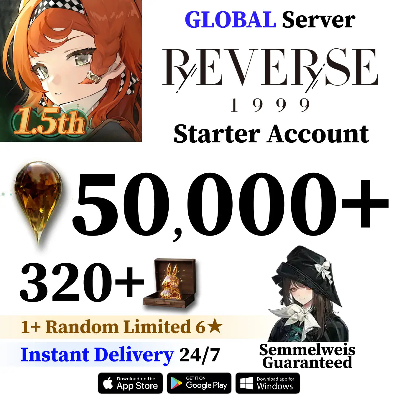 Reverse: 1999 Account | 30-50K Clear Drops + 300 Unilog | Global Server