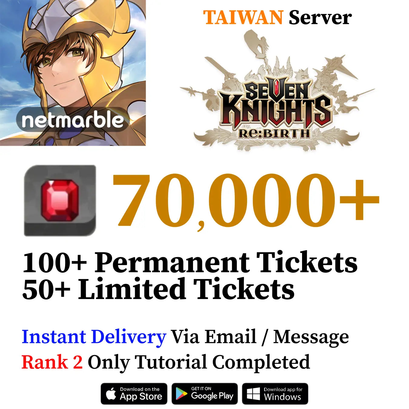 Seven Knights Re:Birth Starter Accounts | Ruby & Tickets (TAIWAN)