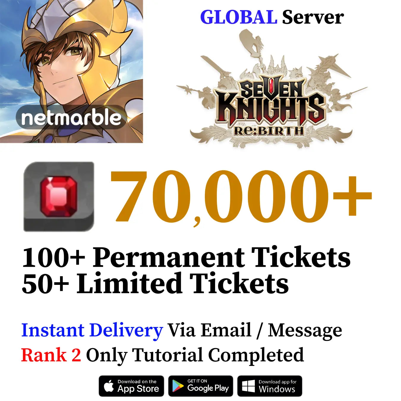 Seven Knights Re:Birth Starter Accounts | Ruby & Tickets (GLOBAL)