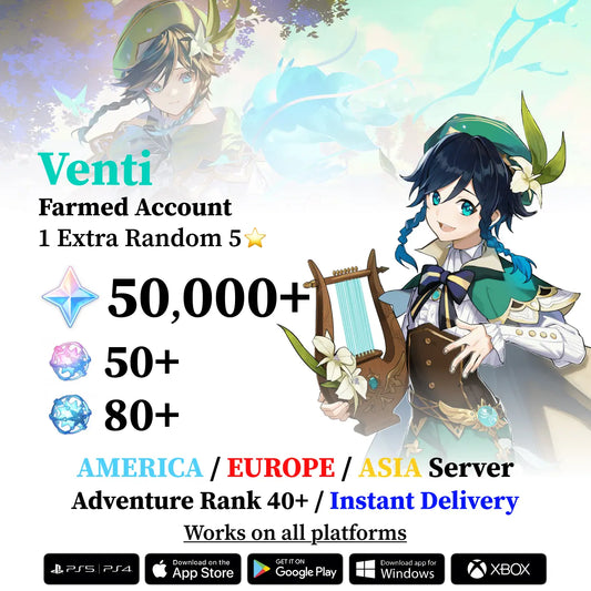 Venti Reroll Account with Primogems