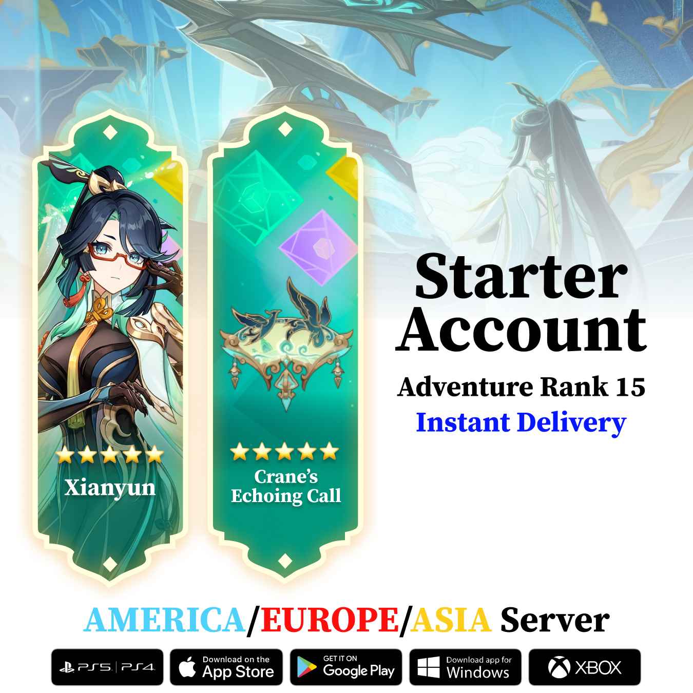 Xianyun With Crane’s Echoing Call - Genshin Reroll Account