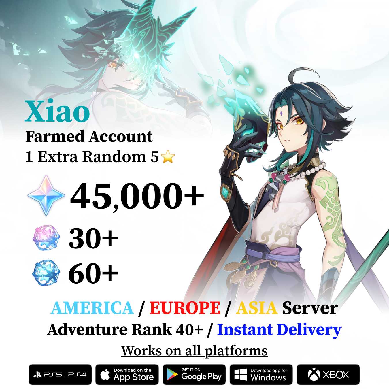 Xiao Reroll Account with 30.000 Primogems