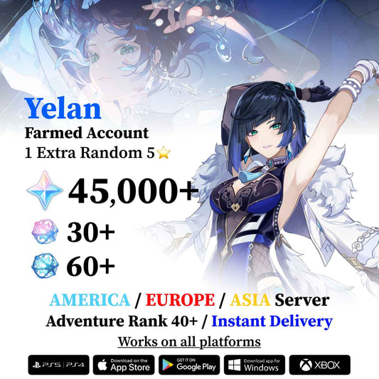 Yelan Reroll Account with Primogems