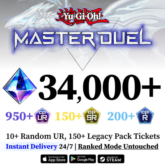 Yu-Gi-Oh! Master Duel Starter Account with 34000+ Gems [Global]