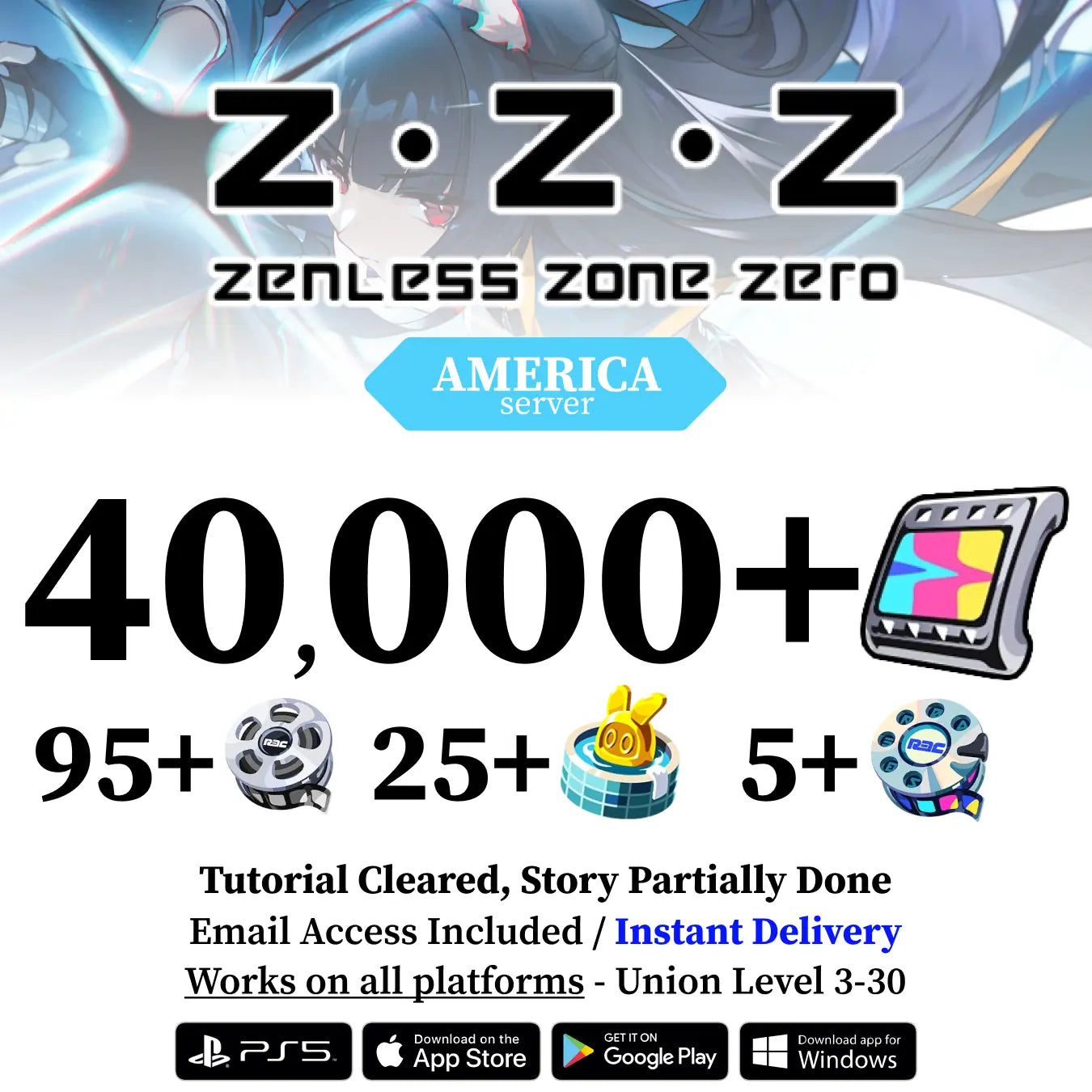 Zenless Zone Zero Reroll Account with Polychrome [America]