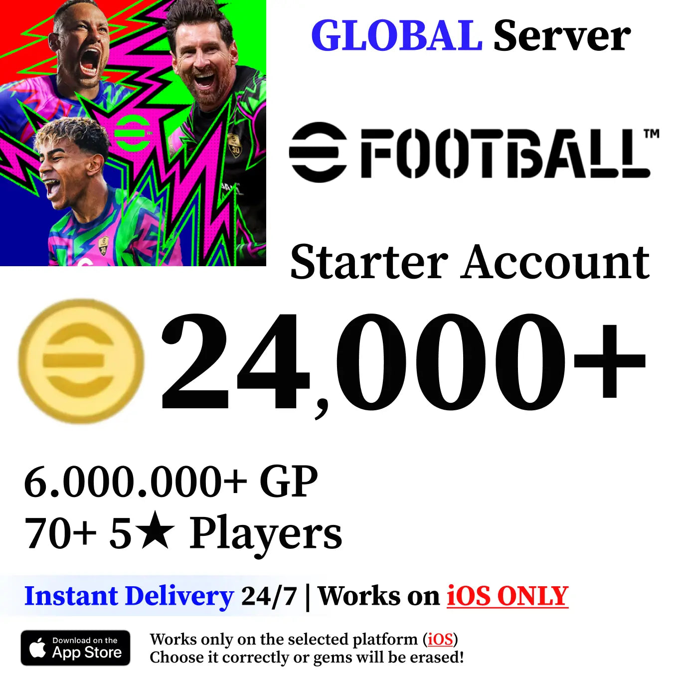 eFootball iOS Starter Account with Coins (Global)