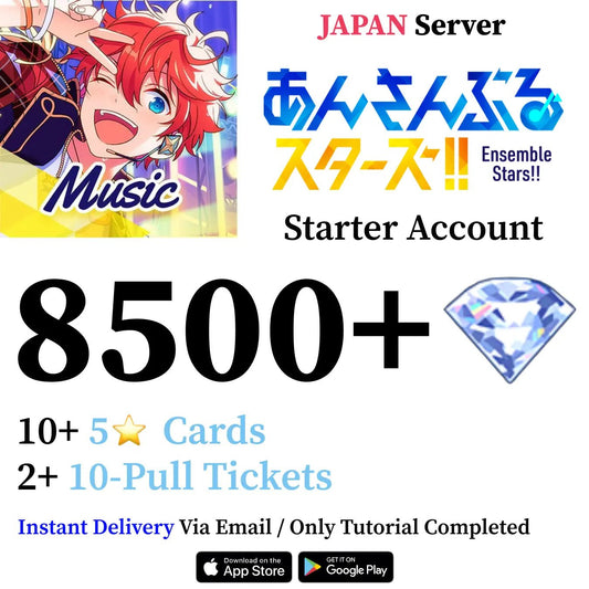 Ensemble Stars Music Enstars Reroll Starter Account with 8500+ Gems [Japan]